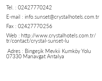 Crystal Sunset Luxury Resort & Spa iletiim bilgileri